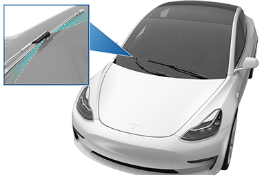 放大显示前备箱盖内侧的清洗器喷头